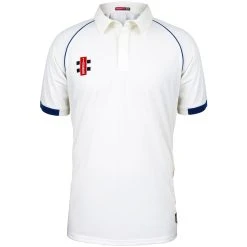 Gray Nicolls Matrix V2 S/S Cricket Shirt -Ball Sports Shop CCAF22ClothingShirtMatrixV2IvoryNavyShortSleeveFront