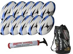 Gilbert G-TR3000 Ten Pack With Hand Pump & Ball Bag 5 Gilbert G-TR3000 Ten Pack With Hand Pump & Ball Bag -Ball Sports Shop GTR3000 BLUE SZ5 201