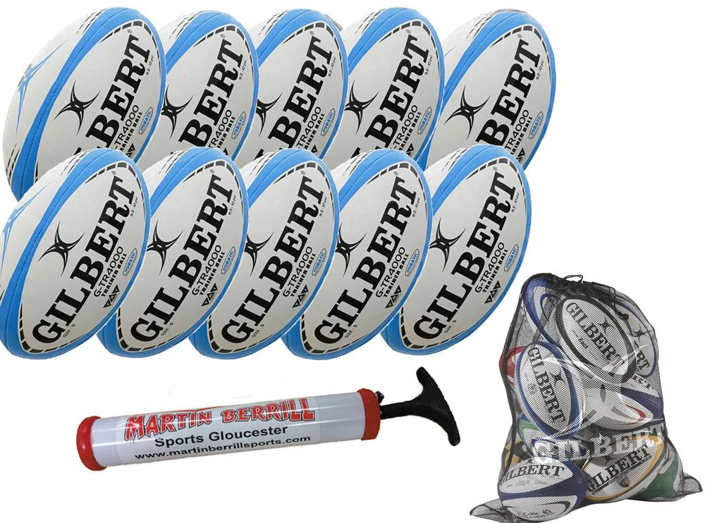 Gilbert G-TR4000 Ten Pack With Hand Pump & Mesh Ball Sack 2 Gilbert G-TR4000 Ten Pack With Hand Pump & Mesh Ball Sack - Image 2