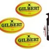 Gilbert Omega Rugby Ball Triple Pack With Hand Pump