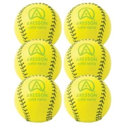 Aresson Super Match Rounders Ball 6 Pack (Yellow)